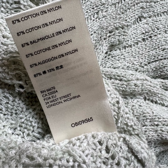 FREE PEOPLE Sweater Womens Mint Green Pretty In Pointelle Pullover Mineral - Picture 6 of 7